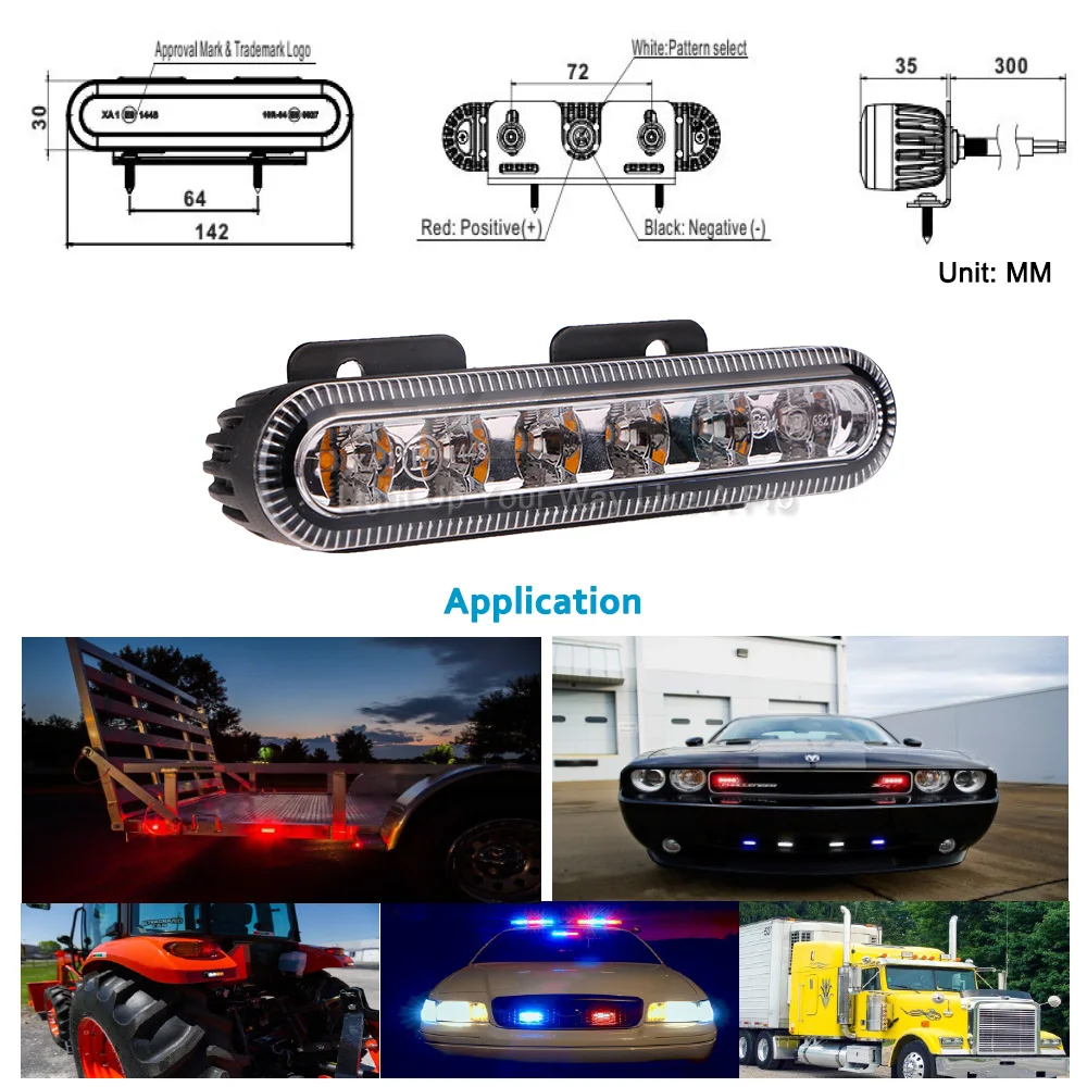 TC-X ECE R10 E-MARK R65 Police Strobe 10 Modes Warning Light High Power Ambulance Lamp Car Emergency With EU Certification