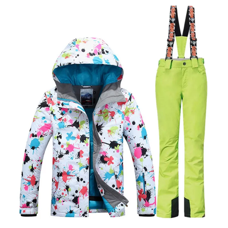 Women's Skiing Clothes Winter Ski Jacket Pants Set Waterproof Thick Warm Hooded Outdoor Skating Snow Snowboard Skiing Suits