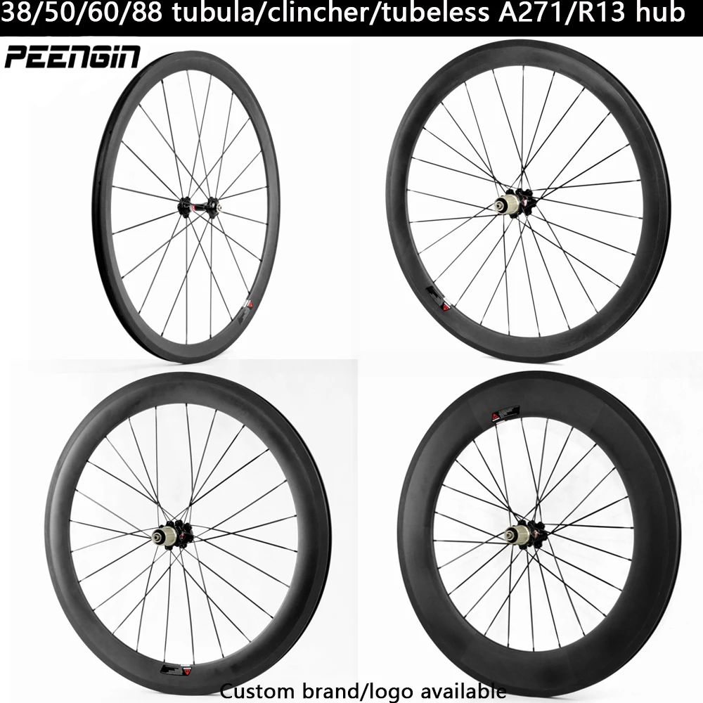 Carbon Wheel 20 38 50 60 88mm 23/25W Clincher/Tubular/Tubeless NOVATEC/POWERWAY R13 R36 hub 700C Bike Wheelset Carbone Bicycles