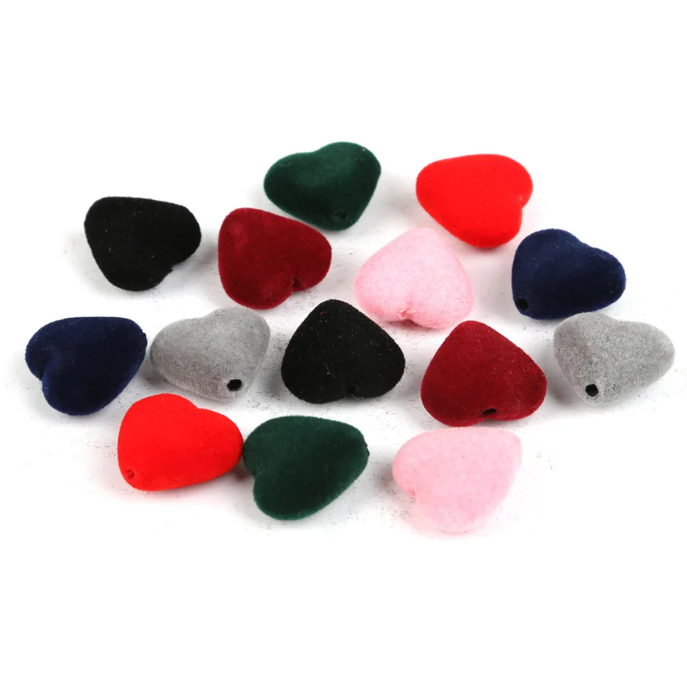 Fashion Handmade Pompom Balls Heart Soft Velvet Beads Charm Pendants for DIY Necklace Earring Bracelet Jewelry Findings Making