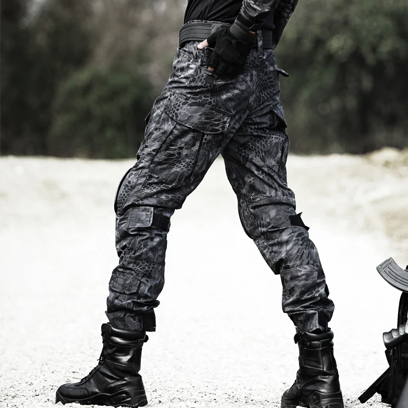 Pantaloni Tattici Militari Da Uomo – Modello Mimetica, Per Paintball, Lavoro E Outdoor, 60% Cotone 40% Poliestere, Multi Tasche, Vita Elastica, Nero