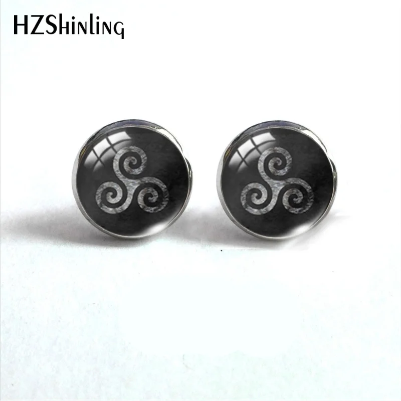 2019 Teen Wolf Triskele Glass Stud Earring Triskelion Allison Argent Earring Glass Cabochon Hot Bronze