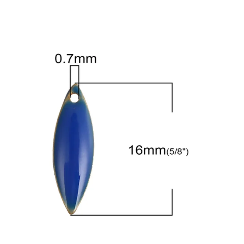 DoreenBeads Fashion Copper Enamelled Sequins Pendant Marquise Unplated Colorful Enamel DIY Charms 16mm x 5mm( 2/8"), 10 PCs image 6
