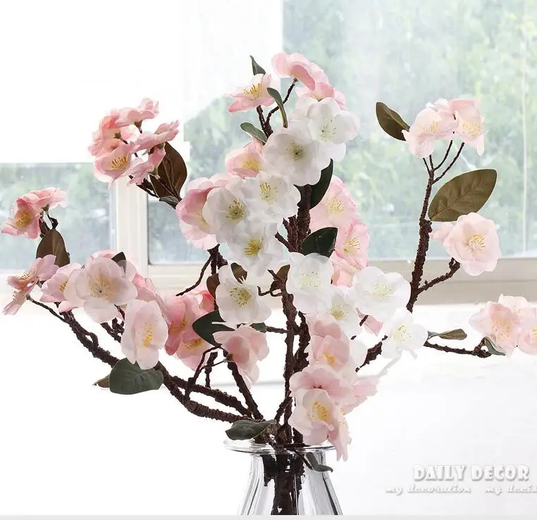 

Real touch artificial silicone Cherry blossoms wholesale felt latex flowers Peach wedding decorative cereza cereja 10pcs/lot