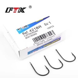 FTK 100Pcs/Lot New Flatted Round Barbed Hook 421BR SIZE1#-SIZE8# Fishing Hooks Jig Carp Anzol Fishhook Fishing Tackle