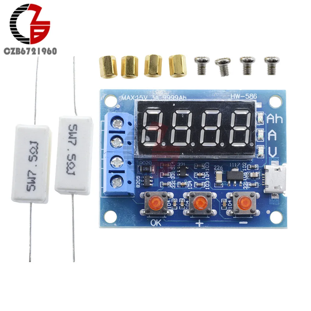 1.2V 12V 18650 HW-586 Li-ion Lithium Battery Capacity Tester + Resistance Lead-acid Battery Capacity Meter Discharge Tester