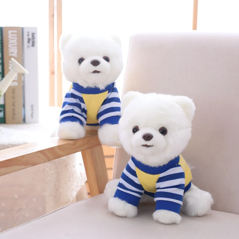 

25cm Kawaii Simulation Pomeranian Dog Plush Toy Lovely Stuffed Animal Dog White Pomeranian Best Birthday Christmas Gift for Kids