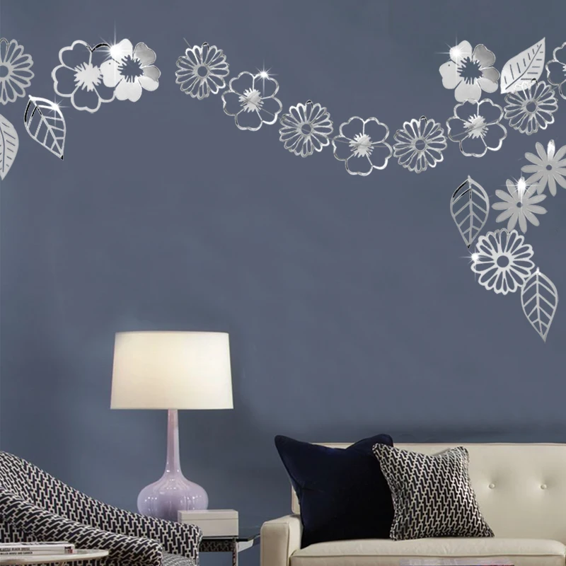 Glitter Gold Silver Hollow Butterflies Wall Sticker Decals Flower Leaf Garland Hanging Home Poster Kids Rooms Wedding Decoration