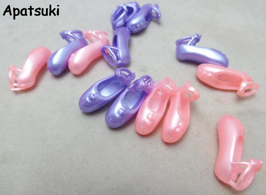 5pairs/lot Pink Purple Color Dolls Ballet Shoes Toe Shoes For Barbie Doll Accessorises Gifts