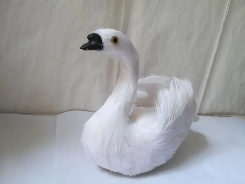 about 25x20cm foam&feathers white swan hard model stage prop craft home decoration gift s2628