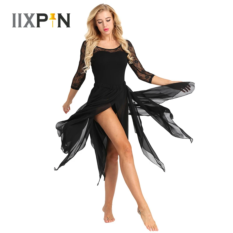 IIXPIN Women Asymmetric Belly Dance 13 Panel Chiffon Skirt Side Split Adult Performance Costume Dance Skirt Belly Dance Costumes