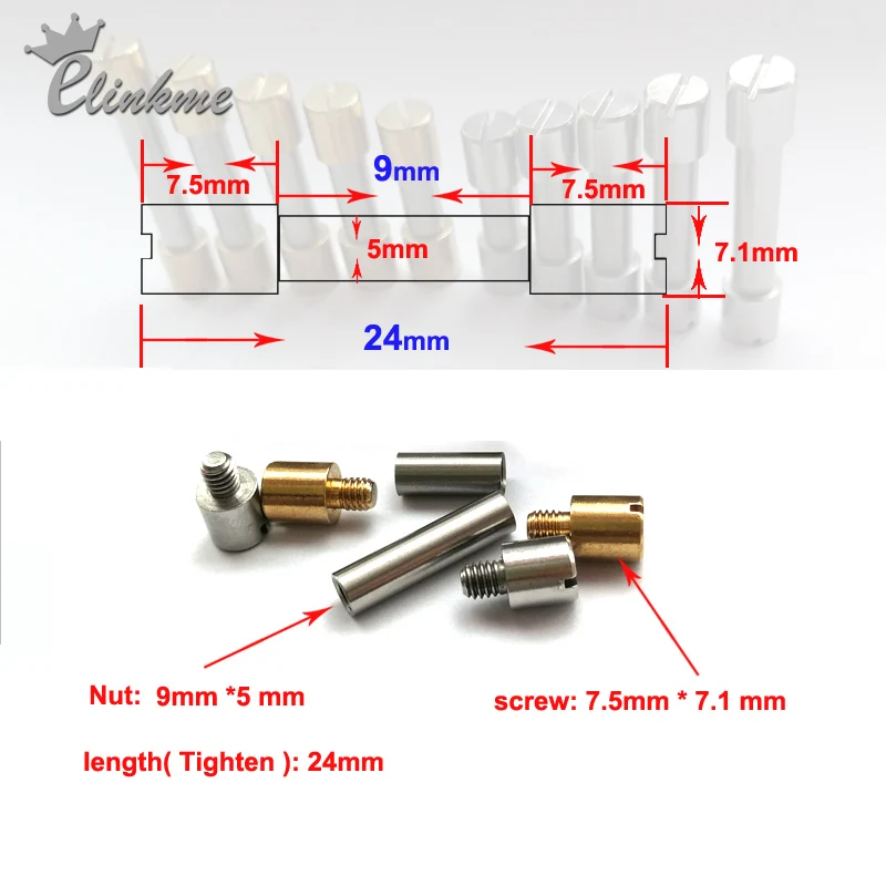 20pcs/bag 24mm *5mm hole (5 x 9) Brass or Stainless steel Knife handle rivets Chicago Screws for outdoor tool handle