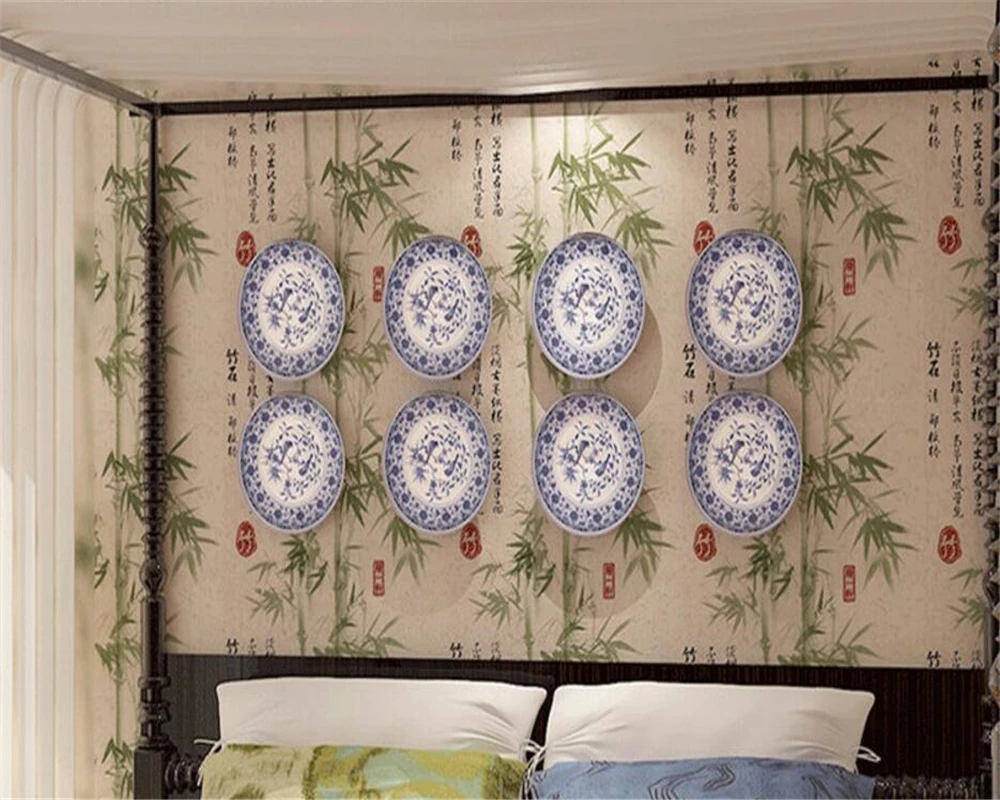 

beibehang papel de parede PVC Classic Chinese Wallpaper Hotel Calligraphy Bamboo Restaurant Cabinet Wall Background Wall tapety