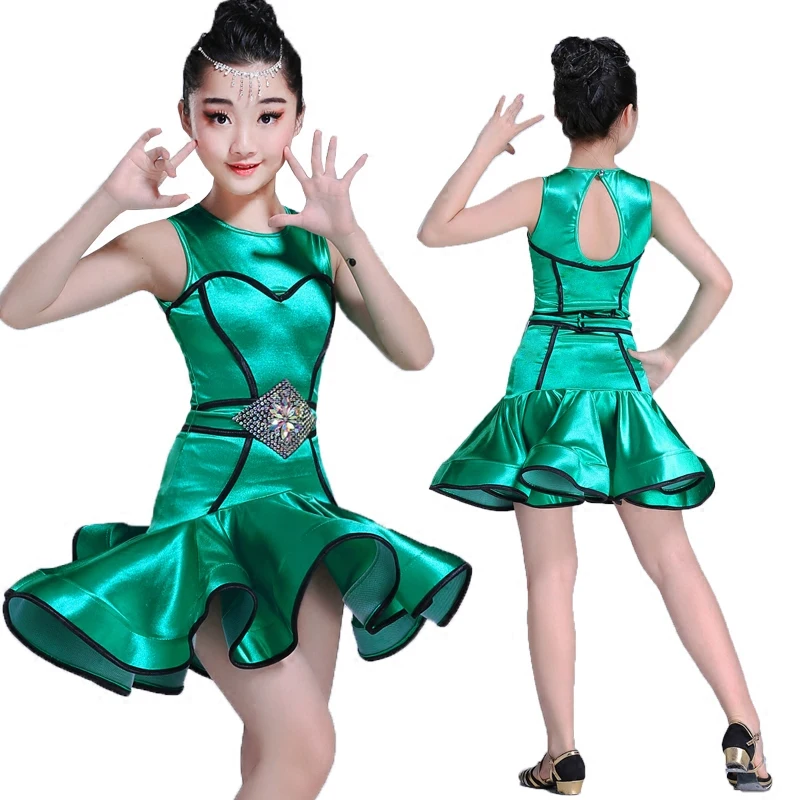 Vestido de baile latino para niña, disfraces de baile de flamenco, cinturón, ropa interior, trajes de competición de baile de Tango, 3 D-0273.