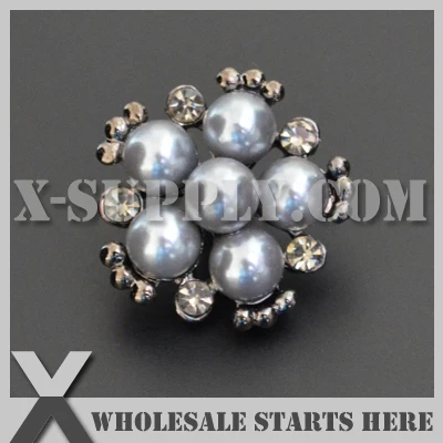 

DHL Free Shipping Round Grey Pearl Rhinestone Embellishments Button for Brooch Bouquet,Flower Center