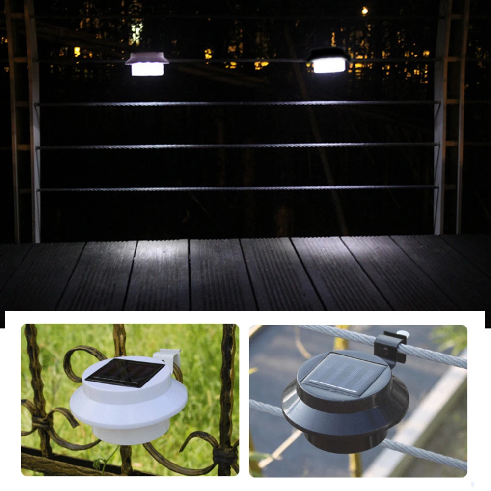 Foco LED de energía Solar para exteriores, lámpara de techo para valla de jardín, cobertizo, carcasa negra blanca, luz de fregadero, 1 unidad