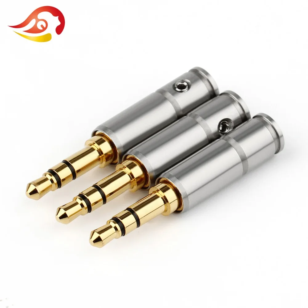 QYFANG 3.5mm Earphone Plug Audio Jack 3 Poles Stereo Adapter Headphone Gold Plated Stainless Steel Shell Solder Wire Connector