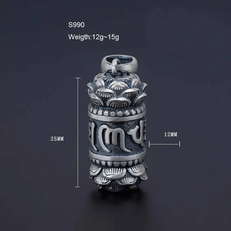 S925 فضة البوذية مجوهرات سورانجاما تعويذة نقش قلادة السنسكريت تميمة قلادة الصلاة رماد جرة حقيبة للتخزين