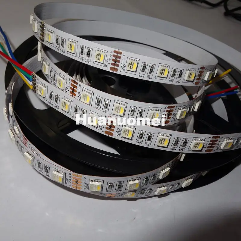 NEW 5050 SMD 4-in-1 RGBW(6500K) LED Strip;60leds/m;DC12V input 5m long;non-waterproof;WHITE PCB