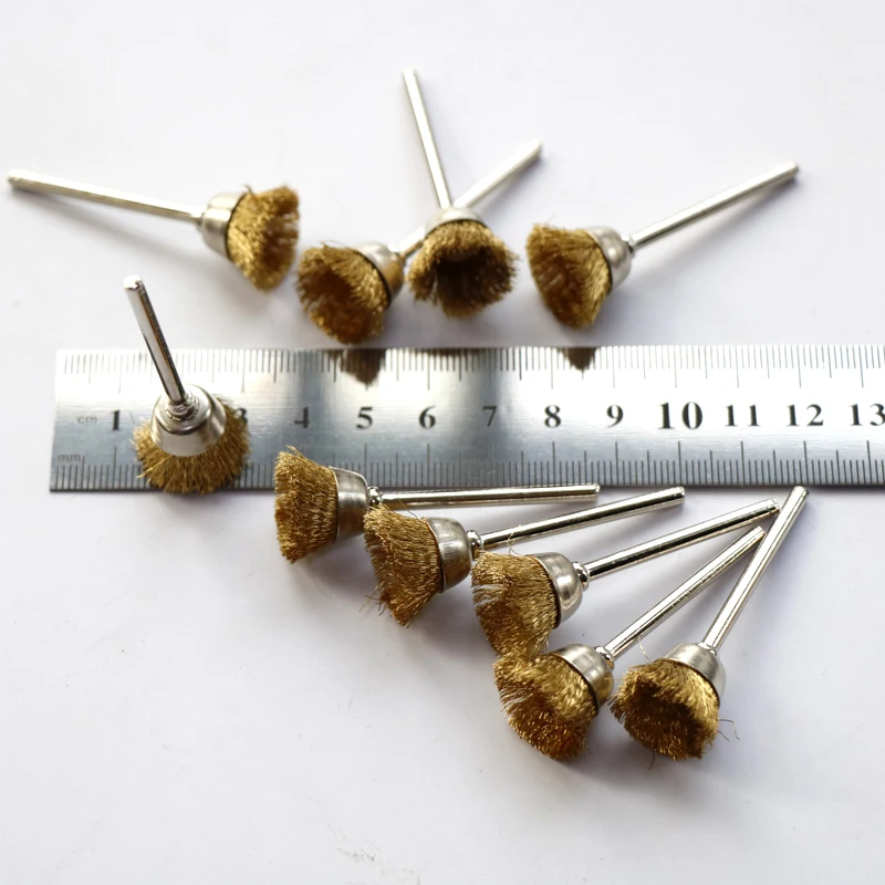 10PCS Brass Brush Wire Wheel Brushes Die Grinder Rotary Electric Tool for Engraver Dremel Rotary Tools Pen-shape Head