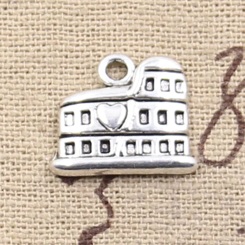 20pcs Charms Roman Colosseum Rome Italy 16x13mm Antique Silver Color Pendants Making DIY Handmade Tibetan Silver Color Jewelry