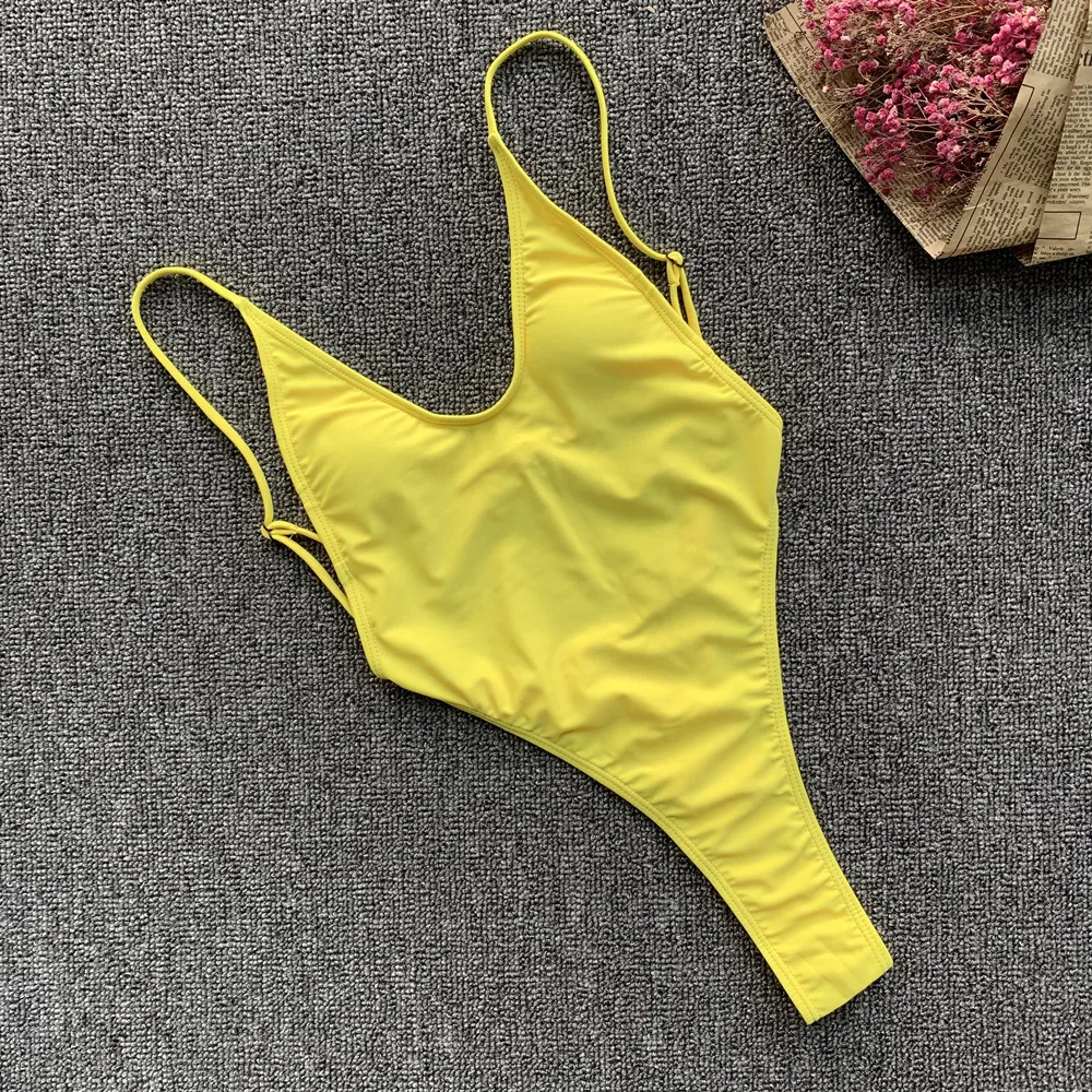 Sexy 2024 Lady Neon Micro Thong Swimwear Women One Piece Swimsuit Female Backless High Cut Swim Bathing Suit Monokini Trikini