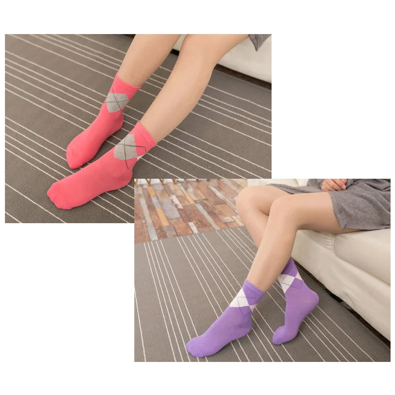 5 Pairs/Lot Candy Cotton Socks Girls Patchwork Style Breathable Casual Long Socks Meias Charming Female Ladies Sweet Gift