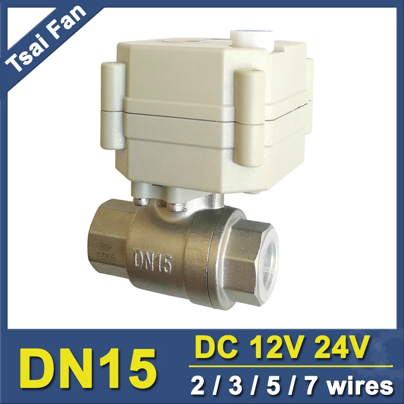 DC12V/24V Stainless Steel 1/2\'\' Motorized Ball Valve With Manual Override And Indicator 2 Way DN15 Electric Crane