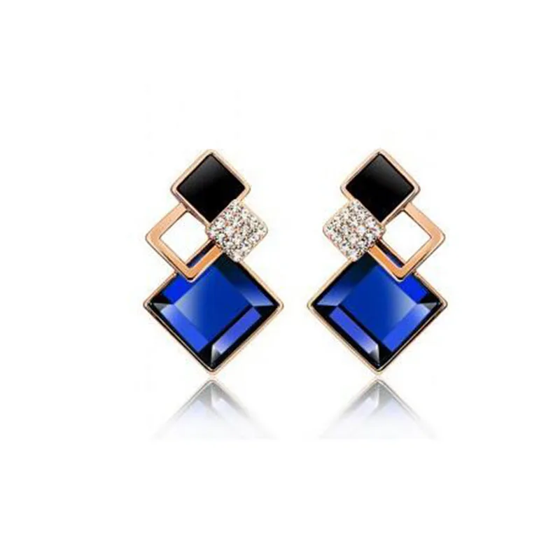 Fashion Clip on Earrings, Sparking Rhinestone Elegant Geometry Square No Pierced Earrings Ear Clip for Women Fine Jewelry Gift