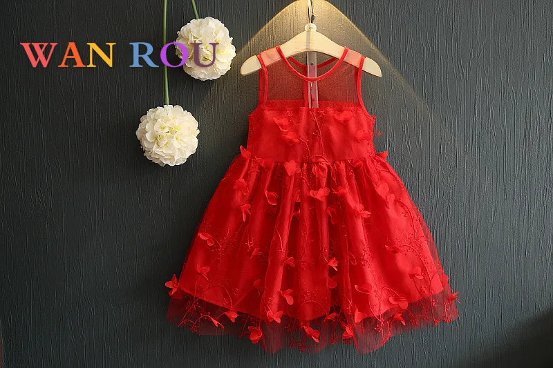 

2024 Spring Arrivals Fashion Kids Baby Girls Toddler Infant Cute Red Princess Dress 1-6 Years Clothes Children Dresses Clothing