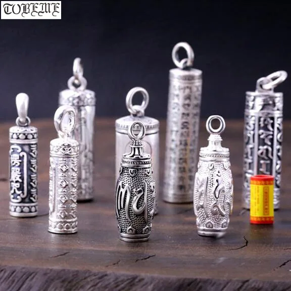 

100% 990 Silver Buddhist Prayer Box Pendant Pure Silver Tibetan Gau Box Pendant Real Silver Tibetan Ghau Box Pendant