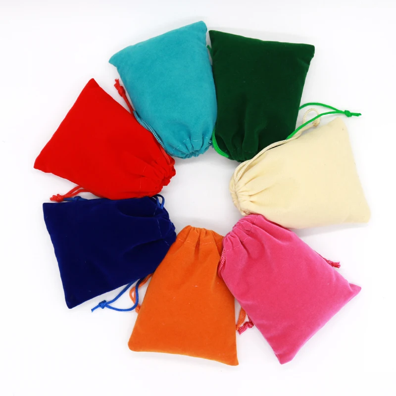 100pcs 7x9 9x12cm High Quality Bag Jewelry Packing Universal Soft Velvet Drawstring Simple Color Bags & Pouches For Gift Jewelry