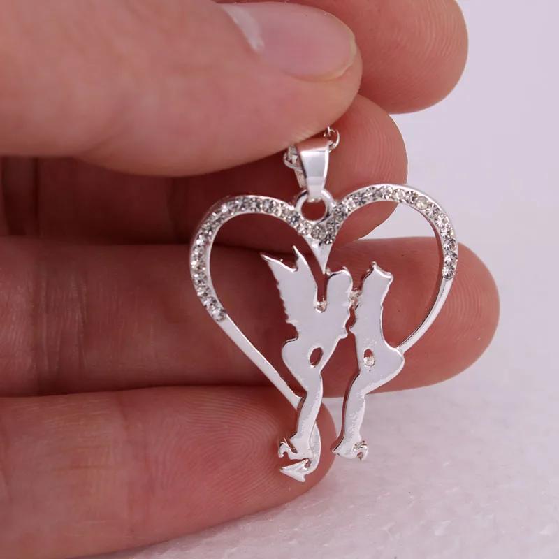 hzew new heart shape Angel and devil pendant necklace gift necklace