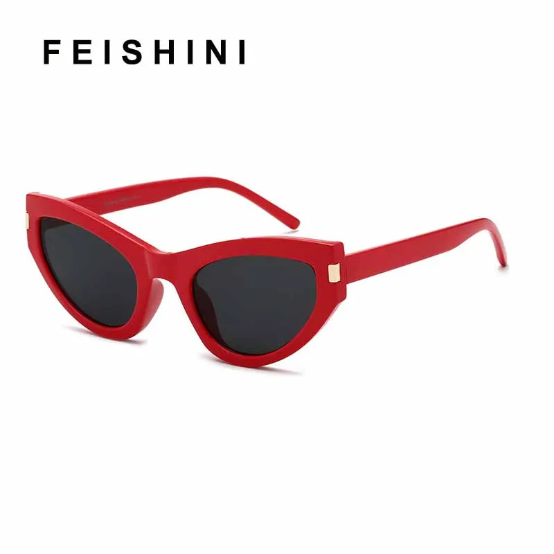 Fashion White Luxury Flat Top Quality Brand Cat Eye Sunglasses Women Vintage Elegant Oculos Red Summer Sun glasses Ladies UV400