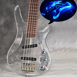 Rosenholz -Fingerbrett mit LED -Licht, Low Gitarre Acrylkörper, 5 Saiten, hohe Qualität, echtes Foto, Neuankömmling, 2016 8 Hauptverringerungsverkauf 5 String - №2