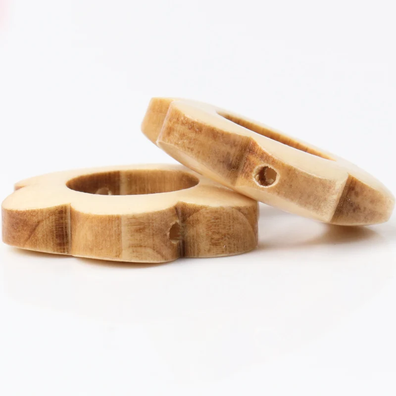 10pcs Natural Flower Garland Pattern Wooden Spacer Beads For Jewelry making DIY 26mm MT1499X