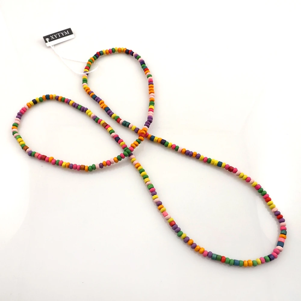 Mixed Color Handmade 85cm Wood Beads Necklace 12pcs/Lot Free Shipping