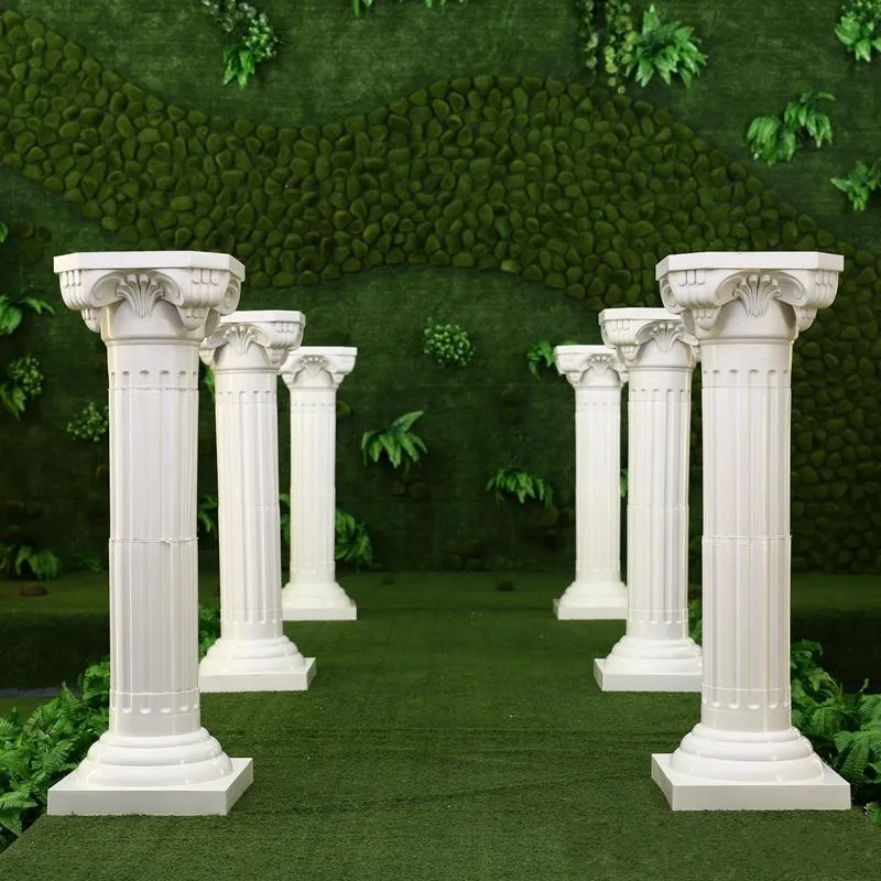

Hollow Flower Design Roman Columns White Color Plastic Pillars Road Cited Wedding Props Event Decoration Supplies 6 pcs/lot