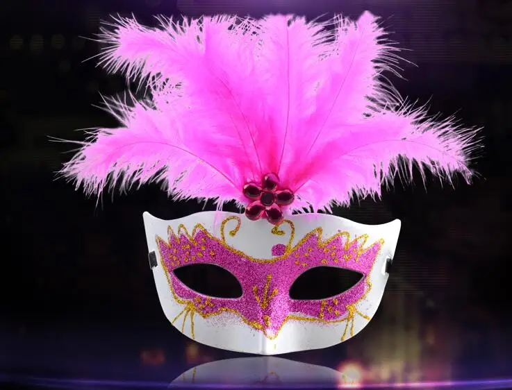 Halloween beauty feather mask of Venice lace female queen princess costume party children half face masks