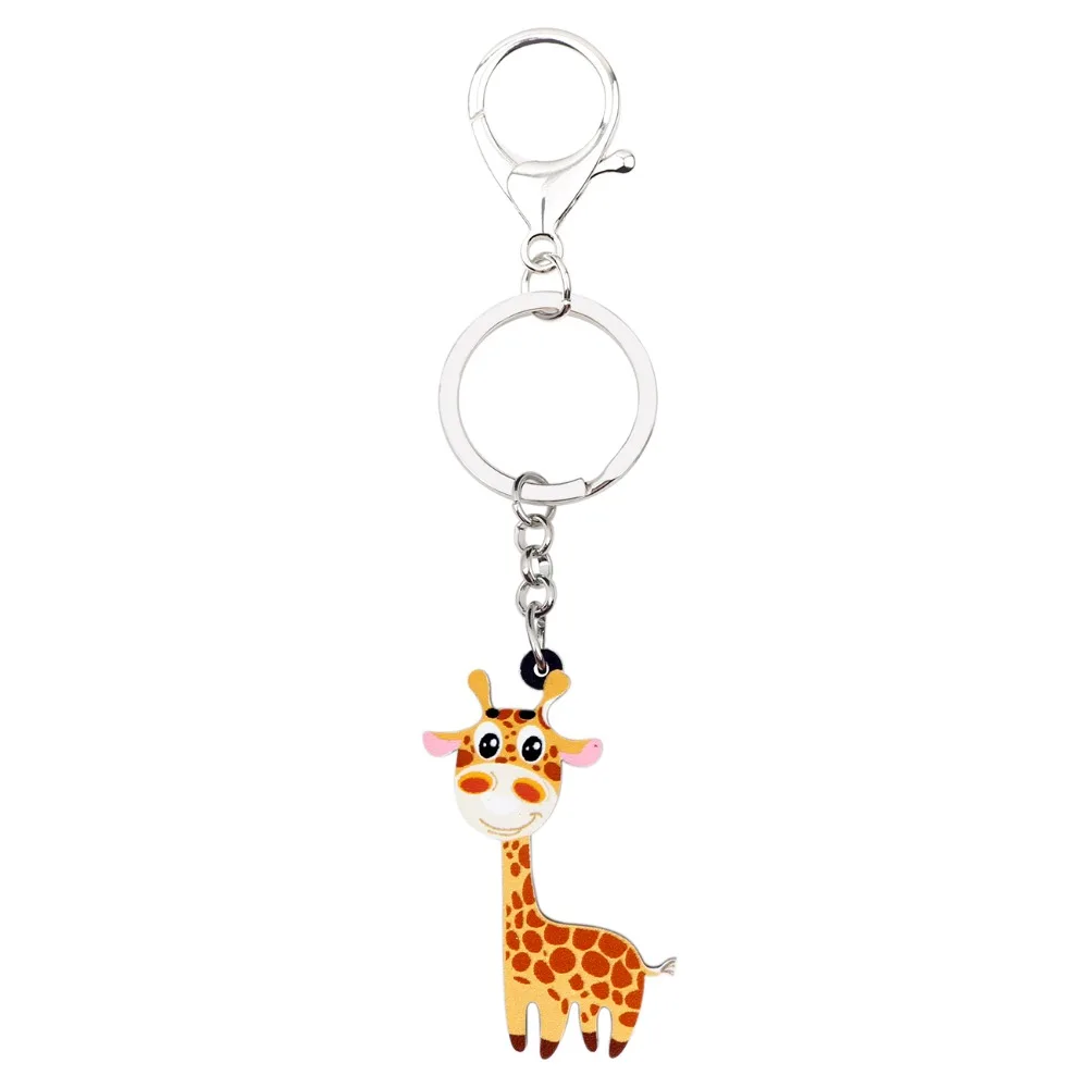 Bonsny Acrylic Sweet Smile Giraffe Key Chains Keychain Rings Anime Jewelry For Women Girls Teen Gift Pendant Handbag Car Charms