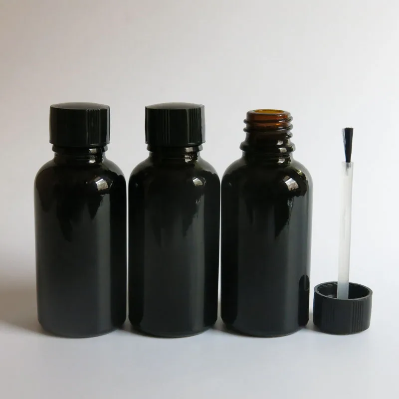 100pcs wholesale 30ml Black Glass Brush Bottle, 30ml Black Glass Bottle, glass 1 ounce Black Essetial Oil Bottle Wholesale