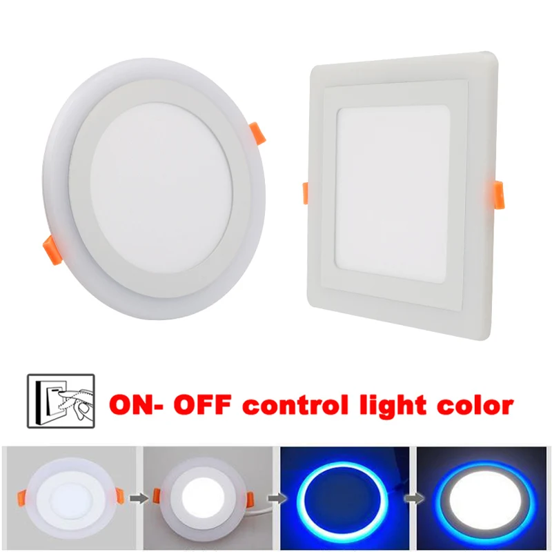 

Double Color LED Panel Light 6W 9W 16W 24W Round Square Panel LED Ceiling Lamp AC110V 220V Indoor Recessed Downlight