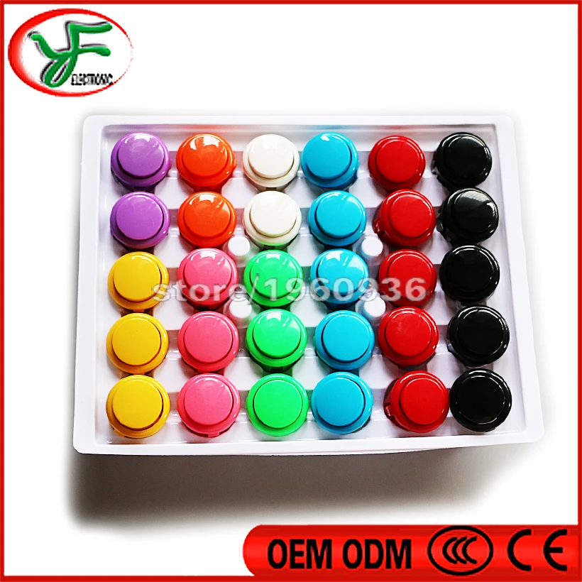 

100pcs/lot Factory Price Hight Quality 30mm Arcade Push Buttons for Amusement Cabinet Games Machine's Accessory