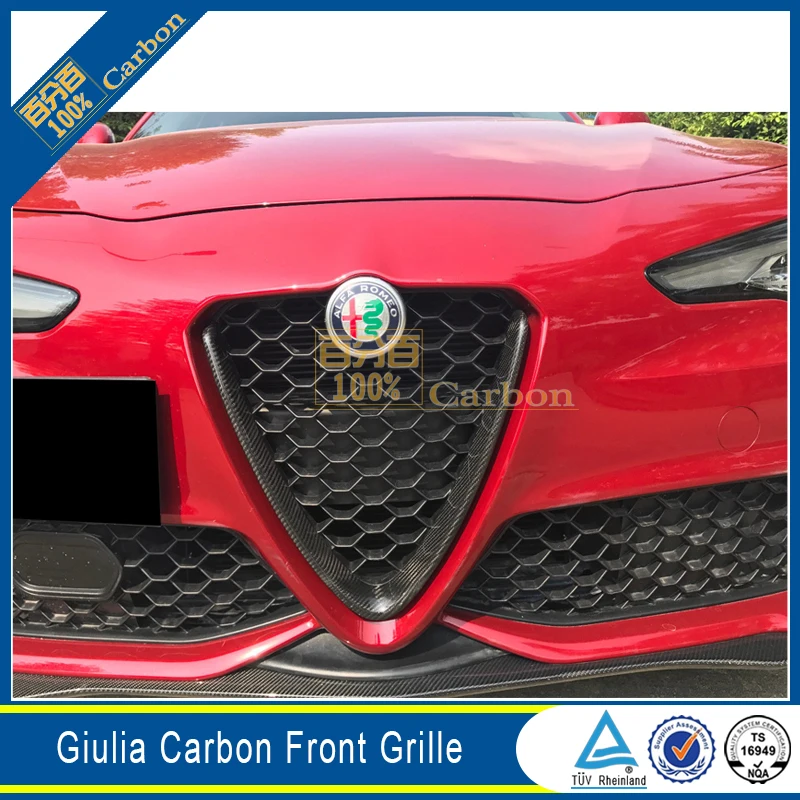 100% Carbon Fiber Front Grill Mesh Frame Cover for Alfa Romeo Giulia 2017 Grille Cover Trim Add On Type