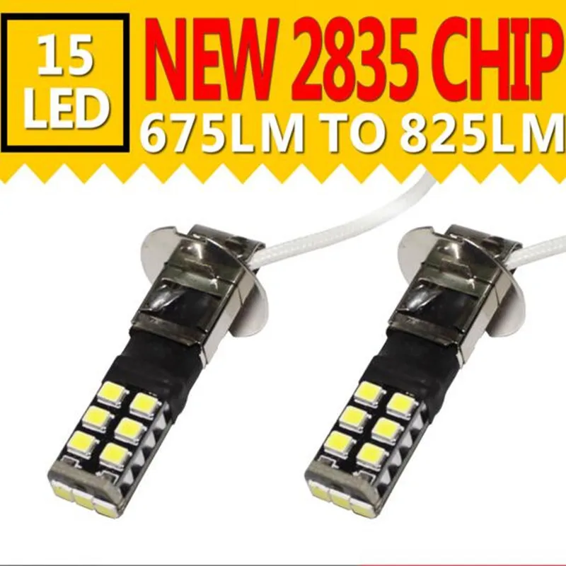 2pcs H3 Car Auto Daytime Driving Fog Light White 2835 15 LED Replacement Bulbs