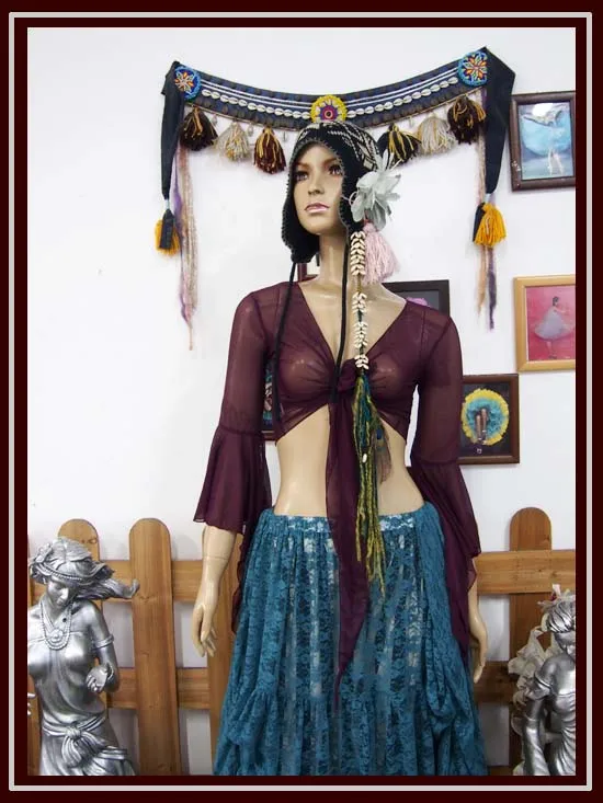 Belly Dance Top Transparent Thin Belly Dance 7 Flare Blouse Top CE39