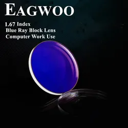 1.67 Index Super Thin Aspheric Blu Ray Block UV400 for Computer Use Anti Radiation Resin Optical Prescription Lenses Myopia