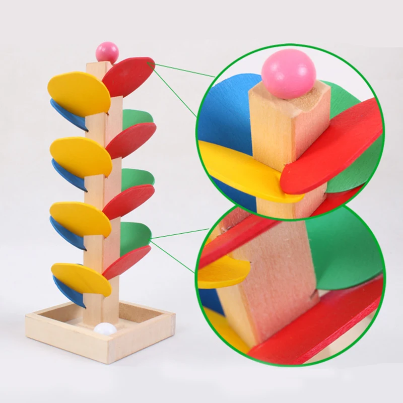 Baby Montessori Holz Blöcke Baum Marmor Ball Run Track Spiel Kinder Kinder Intelligenz Pädagogisches Spielzeug Baby Kinder Tag Geschenk