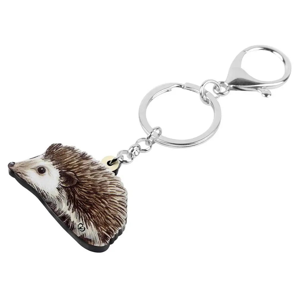 WEVENI Acrylic Cute Black Eyes Small Hedgehog Key Chains Key Ring Fashion Animal Jewelry For Women Girls Bag Car Charm Pendant