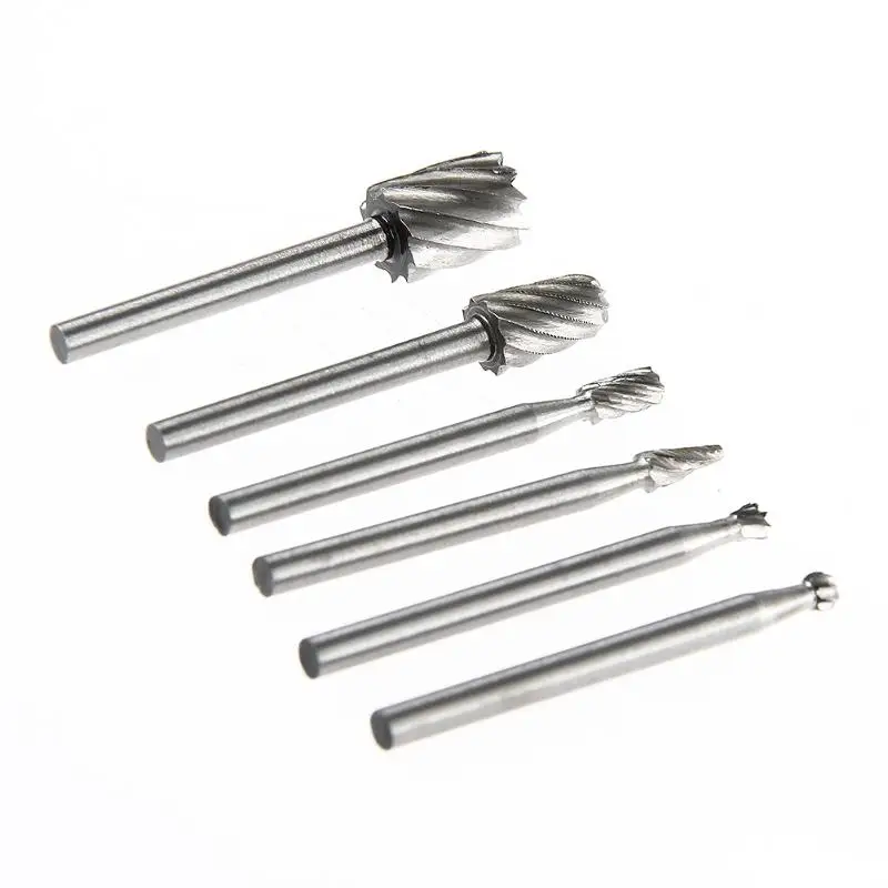 6 pçs dremel ferramentas rotativas hss mini broca conjunto de corte roteamento roteador moagem bits fresas para escultura em madeira corte ferramentas
